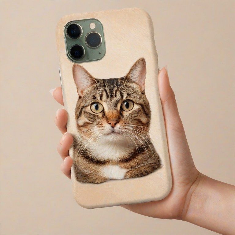 Custom pet phone case detail in hand